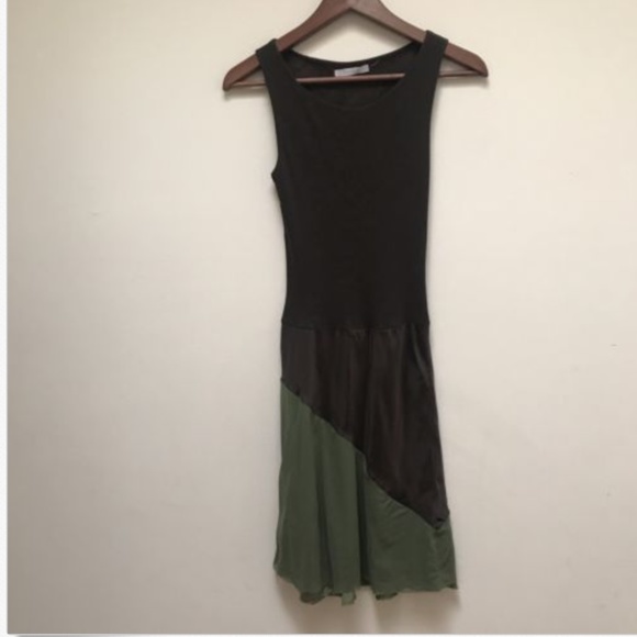 Siste's | Green Brown Combo Silk Blend Mesh Dress - Picture 1 of 8